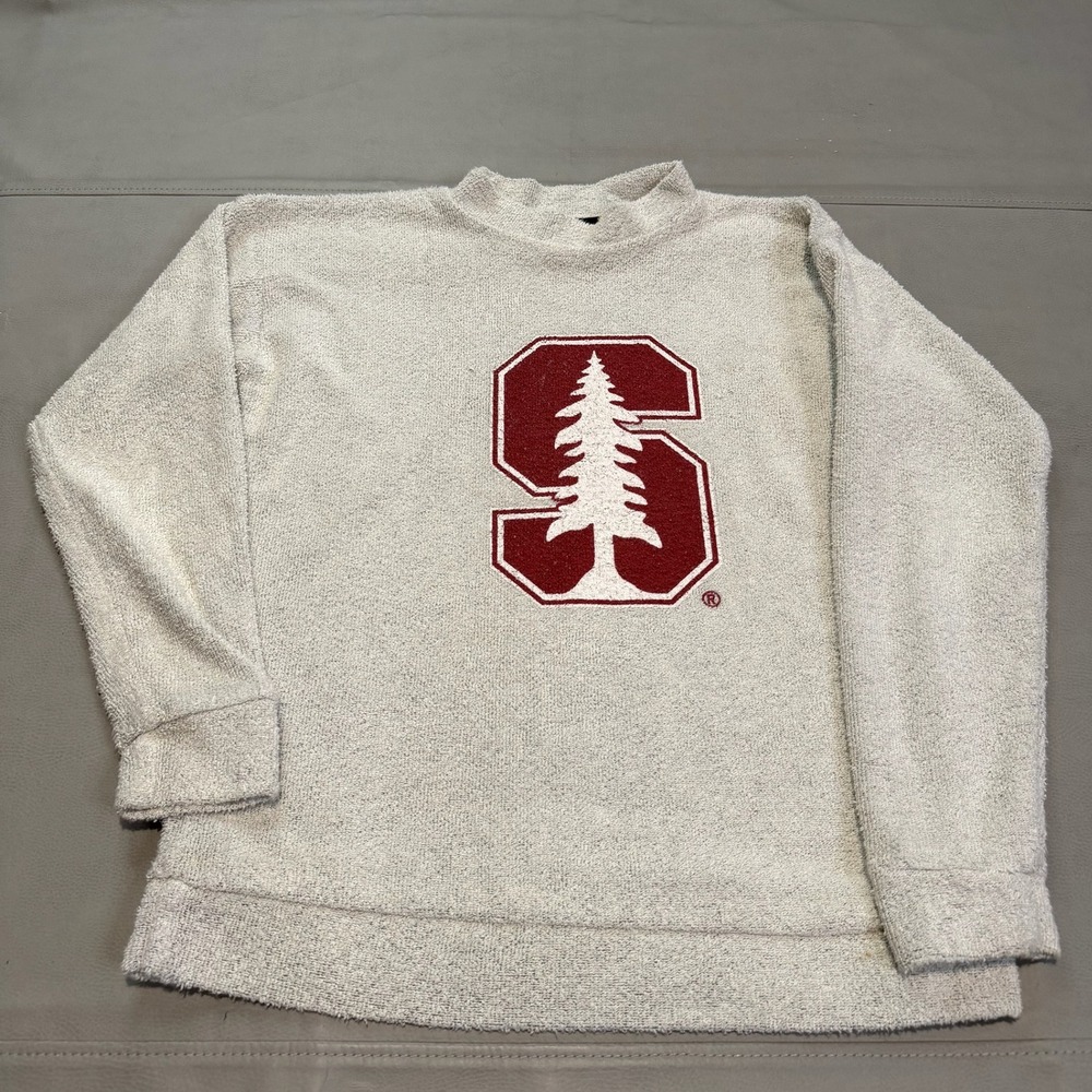 Woolly Threads Standford Tree Ivy League Terry Cloth Sweater Women USA Y2K S4766